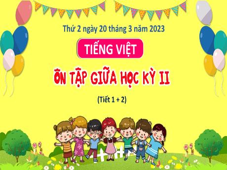 Bài giảng Tiếng Việt 3 (Kết nối tri thức) - Bài: Ôn tập giữa học kì 2 (Tiết 1+2) - Năm học 2022-2023 - Hoàng Thị Thủy