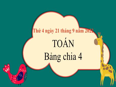 Bài giảng Toán 3 - Bài 6: Bảng nhân 4, bảng chia 4 (Tiết 2) - Nguyễn Thị Hằng