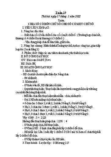 Giáo án Tiếng Việt + Toán 3 - Tuần 19 - Năm học 2021-2022 - Nguyễn Thị Hằng
