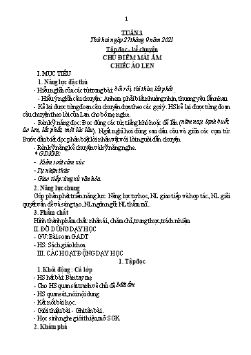 Giáo án Tiếng Việt + Toán 3 - Tuần 3 - Năm học 2021-2022 - Bùi Thị Thúy Hà