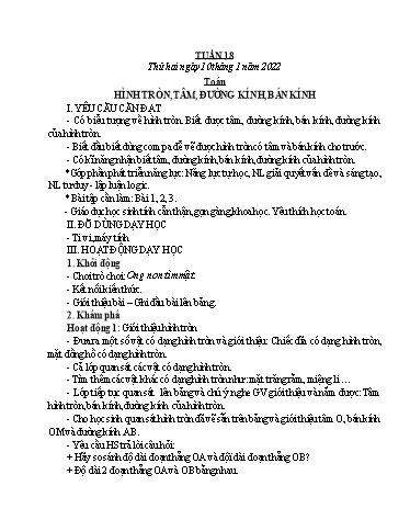Giáo án Toán + Tiếng Việt 3 - Tuần 18 - Năm học 2021-2022 - Đặng Thị Xuân