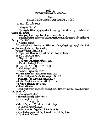 Giáo án Toán + Tiếng Việt 3 - Tuần 19 - Năm học 2021-2022 - Đinh Thị Mai