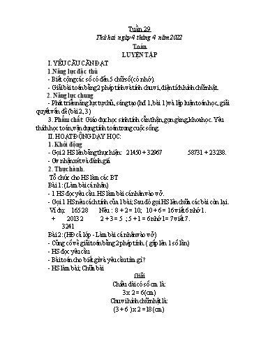 Giáo án Toán + Tiếng Việt 3 - Tuần 29 - Năm học 2021-2022 - Đinh Thị Mai