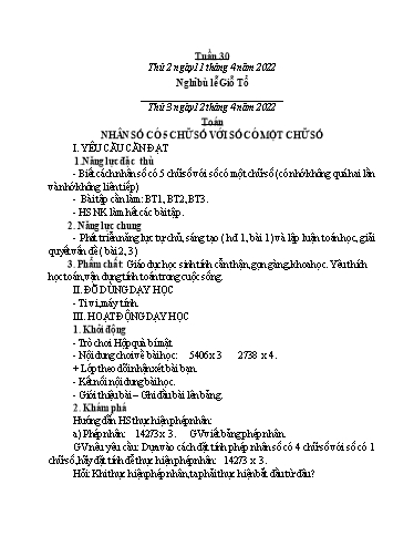 Giáo án Toán + Tiếng Việt 3 - Tuần 30 - Năm học 2021-2022 - Đinh Thị Mai