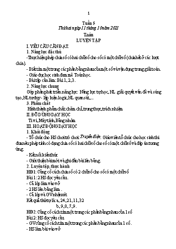 Giáo án Toán + Tiếng Việt 3 - Tuần 5 - Năm học 2021-2022 - Đinh Thị Mai