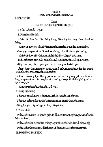 Kế hoạch bài dạy Tiếng Việt + Toán 3 - Tuần 8 (Thứ 5+6) - Năm học 2023-2024 - Nguyễn Thị Loan
