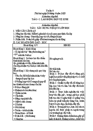 Kế hoạch bài dạy Tiếng Việt + Toán Lớp 3 - Tuần 0 - Năm học 2023-2024 - Nguyễn Thị Hải Trường
