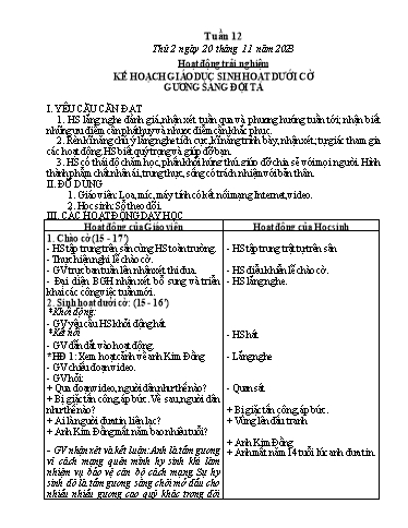 Kế hoạch bài dạy Tiếng Việt + Toán Lớp 3 - Tuần 12 (Thứ 2-4) - Năm học 2023-2024 - Nguyễn Thị Hải Trường