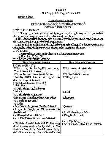 Kế hoạch bài dạy Tiếng Việt + Toán Lớp 3 - Tuần 12 (Thứ 2-4) - Năm học 2023-2024 - Nguyễn Thị Loan
