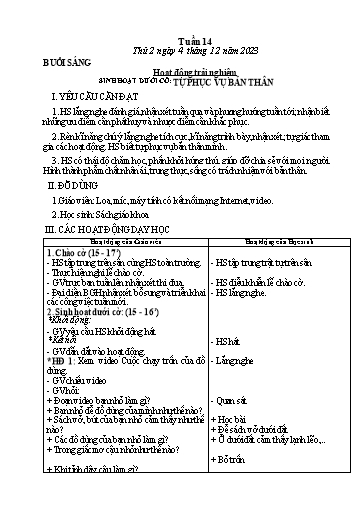 Kế hoạch bài dạy Tiếng Việt + Toán Lớp 3 - Tuần 14 (Thứ 2-4) - Năm học 2023-2024 - Lê Thị Minh Hưng