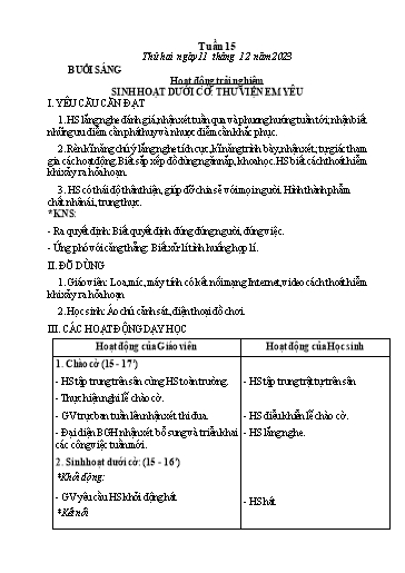 Kế hoạch bài dạy Tiếng Việt + Toán Lớp 3 - Tuần 15 (Thứ 2-4) - Năm học 2023-2024 - Lê Thị Minh Hưng