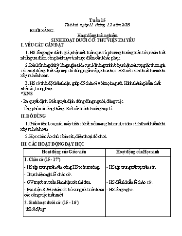 Kế hoạch bài dạy Tiếng Việt + Toán Lớp 3 - Tuần 15 (Thứ 2-4) - Năm học 2023-2024 - Nguyễn Thị Hải Trường