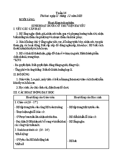 Kế hoạch bài dạy Tiếng Việt + Toán Lớp 3 - Tuần 15 (Thứ 2-4) - Năm học 2023-2024 - Nguyễn Thị Loan