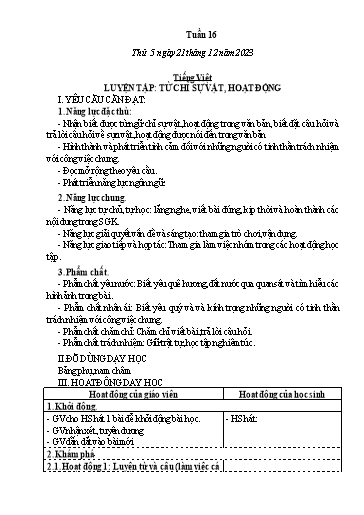 Kế hoạch bài dạy Tiếng Việt + Toán Lớp 3 - Tuần 16 (Thứ 5+6) - Năm học 2023-2024 - Nguyễn Thị Hải Trường