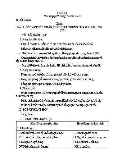 Kế hoạch bài dạy Tiếng Việt + Toán Lớp 3 - Tuần 17 (Thứ 5+6) - Năm học 2023-2024 - Lê Thị Minh Hưng
