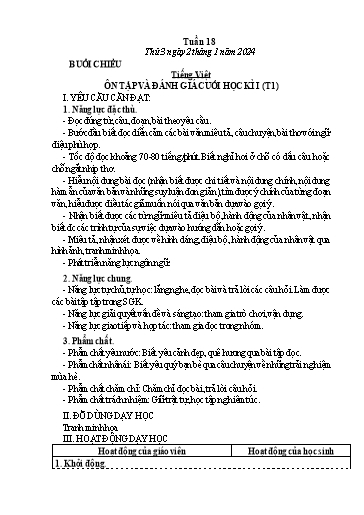Kế hoạch bài dạy Tiếng Việt + Toán Lớp 3 - Tuần 18 (Thứ 3+4) - Năm học 2023-2024 - Lê Thị Minh Hưng