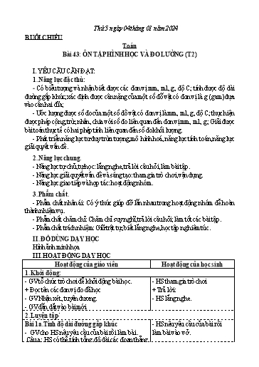 Kế hoạch bài dạy Tiếng Việt + Toán Lớp 3 - Tuần 18 (Thứ 5+6) - Năm học 2023-2024 - Nguyễn Thị Hải Trường