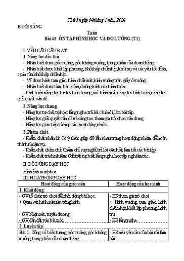 Kế hoạch bài dạy Tiếng Việt + Toán Lớp 3 - Tuần 18 (Thứ 5+6) - Năm học 2023-2024 - Lê Thị Minh Hưng
