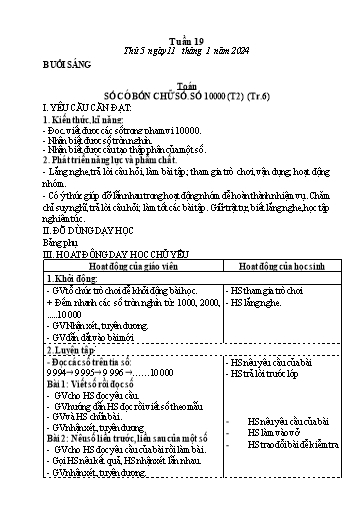 Kế hoạch bài dạy Tiếng Việt + Toán Lớp 3 - Tuần 19 (Thứ 5+6) - Năm học 2023-2024 - Lê Thị Minh Hưng