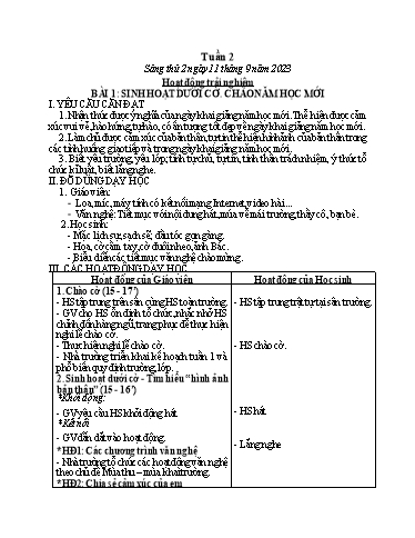 Kế hoạch bài dạy Tiếng Việt + Toán Lớp 3 - Tuần 2 (Thứ 2-4) - Năm học 2023-2024 - Lê Thị Minh Hưng