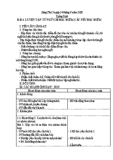 Kế hoạch bài dạy Tiếng Việt + Toán Lớp 3 - Tuần 2 (Thứ 5+6) - Năm học 2023-2024 - Lê Thị Minh Hưng