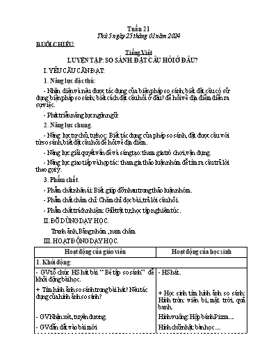 Kế hoạch bài dạy Tiếng Việt + Toán Lớp 3 - Tuần 21 (Thứ 5+6) - Năm học 2023-2024 - Nguyễn Thị Hải Trường