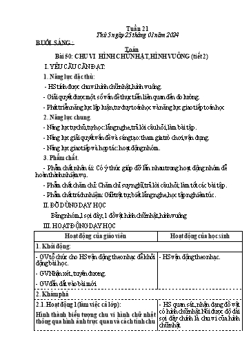 Kế hoạch bài dạy Tiếng Việt + Toán Lớp 3 - Tuần 21 (Thứ 5+6) - Năm học 2023-2024 - Nguyễn Thị Loan