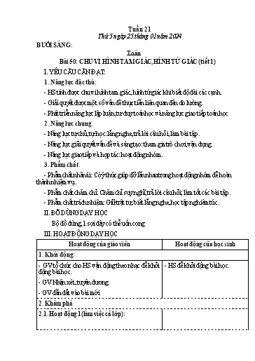 Kế hoạch bài dạy Tiếng Việt + Toán Lớp 3 - Tuần 21 (Thứ 5+6) - Năm học 2023-2024 - Lê Thị Minh Hưng
