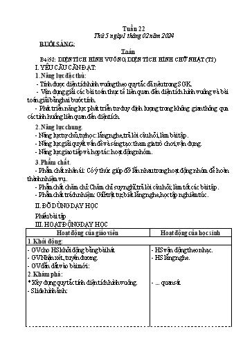 Kế hoạch bài dạy Tiếng Việt + Toán Lớp 3 - Tuần 22 (Thứ 5+6) - Năm học 2023-2024 - Nguyễn Thị Loan