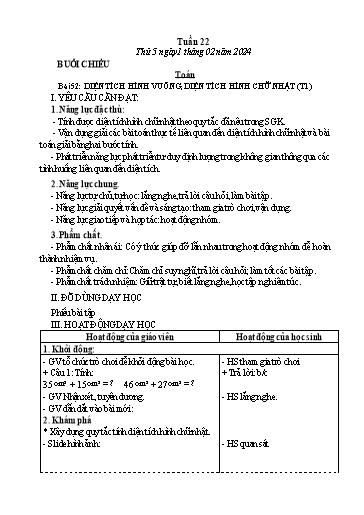 Kế hoạch bài dạy Tiếng Việt + Toán Lớp 3 - Tuần 22 (Thứ 5+6) - Năm học 2023-2024 - Lê Thị Minh Hưng