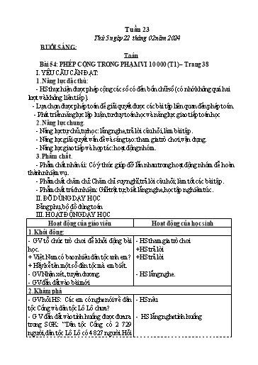 Kế hoạch bài dạy Tiếng Việt + Toán Lớp 3 - Tuần 23 (Thứ 5+6) - Năm học 2023-2024 - Đặng Thị Mến