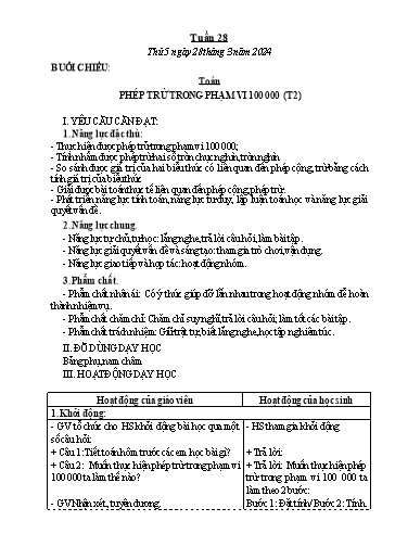 Kế hoạch bài dạy Tiếng Việt + Toán Lớp 3 - Tuần 28 (Thứ 5+6) - Năm học 2023-2024 - Nguyễn Thị Hải Trường