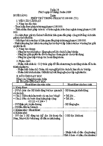 Kế hoạch bài dạy Tiếng Việt + Toán Lớp 3 - Tuần 28 (Thứ 5+6) - Năm học 2023-2024 - Nguyễn Thị Loan