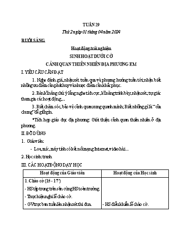 Kế hoạch bài dạy Tiếng Việt + Toán Lớp 3 - Tuần 29 (Thứ 2-4) - Năm học 2023-2024 - Lê Thị Minh Hưng