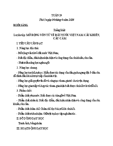 Kế hoạch bài dạy Tiếng Việt + Toán Lớp 3 - Tuần 29 (Thứ 5+6) - Năm học 2023-2024 - Lê Thị Minh Hưng