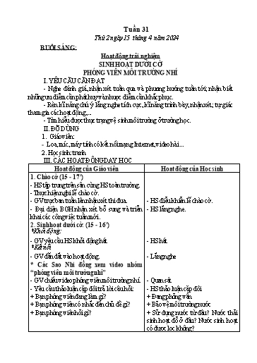 Kế hoạch bài dạy Tiếng Việt + Toán Lớp 3 - Tuần 31 (Thứ 2-4) - Năm học 2023-2024 - Nguyễn Thị Hải Trường