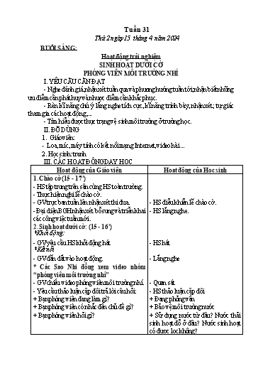 Kế hoạch bài dạy Tiếng Việt + Toán Lớp 3 - Tuần 31 (Thứ 2-4) - Năm học 2023-2024 - Lê Thị Minh Hưng