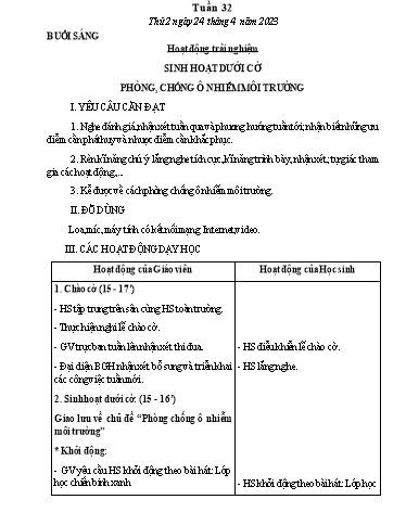 Kế hoạch bài dạy Tiếng Việt + Toán Lớp 3 - Tuần 32 (Thứ 2-4) - Năm học 2023-2024 - Lê Thị Minh Hưng
