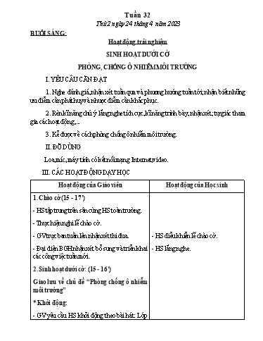 Kế hoạch bài dạy Tiếng Việt + Toán Lớp 3 - Tuần 32 (Thứ 2-4) - Năm học 2023-2024 - Nguyễn Thị Hải Trường