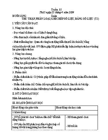 Kế hoạch bài dạy Tiếng Việt + Toán Lớp 3 - Tuần 32 (Thứ 5+6) - Năm học 2023-2024 - Nguyễn Thị Loan
