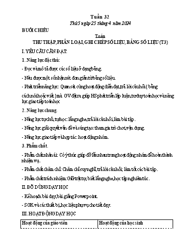 Kế hoạch bài dạy Tiếng Việt + Toán Lớp 3 - Tuần 32 (Thứ 5+6) - Năm học 2023-2024 - Nguyễn Thị Hải Trường