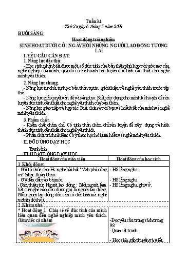 Kế hoạch bài dạy Tiếng Việt + Toán Lớp 3 - Tuần 34 (Thứ 2-4) - Năm học 2023-2024 - Nguyễn Thị Hải Trường