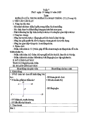 Kế hoạch bài dạy Tiếng Việt + Toán Lớp 3 - Tuần 7 (Thứ 5+6) - Năm học 2023-2024 - Nguyễn Thị Hải Trường