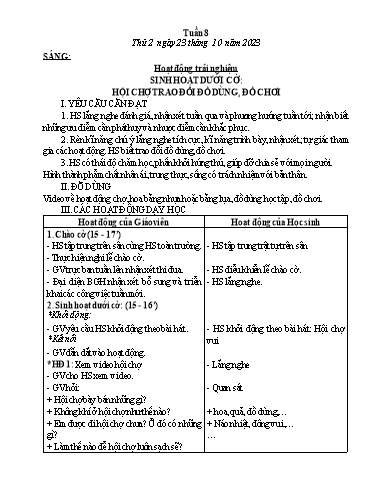 Kế hoạch bài dạy Tiếng Việt + Toán Lớp 3 - Tuần 8 (Thứ 2-4) - Năm học 2023-2024 - Nguyễn Thị Loan