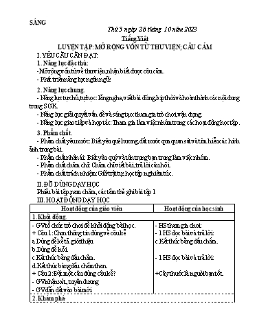 Kế hoạch bài dạy Tiếng Việt + Toán Lớp 3 - Tuần 8 (Thứ 5+6) - Năm học 2023-2024 - Lê Thị Minh Hưng