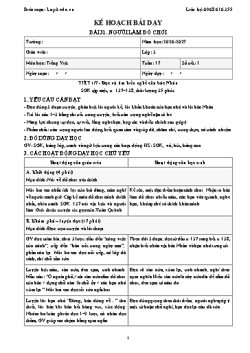 Giáo án Tiếng Việt 3 sách KNTT - Tuần 17 - Năm học 2026-2027 (Tích hợp năng lực số và AI)