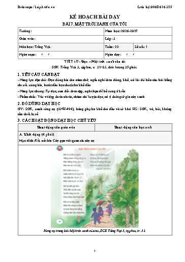 Giáo án Tiếng Việt 3 sách KNTT - Tuần 22 - Năm học 2026-2027 (Tích hợp năng lực số và AI)