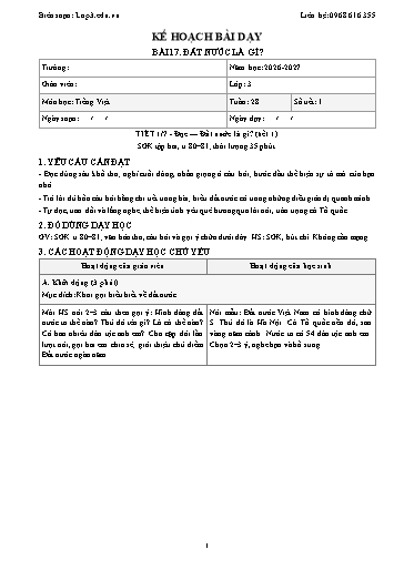 Giáo án Tiếng Việt 3 sách KNTT - Tuần 28 - Năm học 2026-2027 (Tích hợp năng lực số và AI)