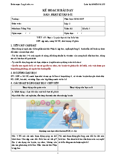 Giáo án Tiếng Việt 3 sách KNTT - Tuần 3 - Năm học 2026-2027 (Tích hợp năng lực số và AI)