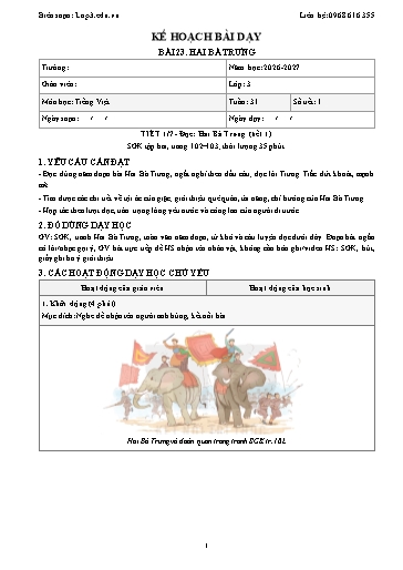 Giáo án Tiếng Việt 3 sách KNTT - Tuần 31 - Năm học 2026-2027 (Tích hợp năng lực số và AI)